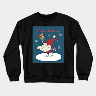 Happy santa skating greeting card Crewneck Sweatshirt